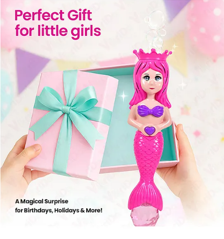 Mermaid Bubble Wand Rechargeable Bubble Toy for Kids | 6 Hole Bubble Maker - Image 3
