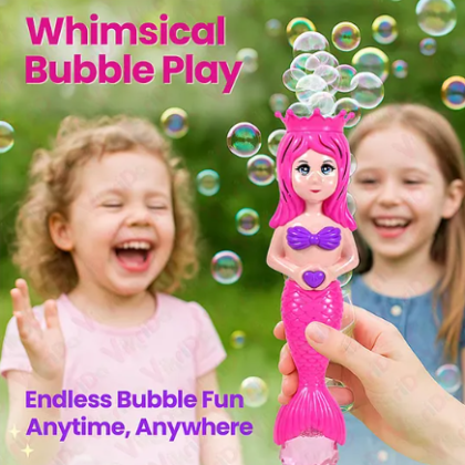 Mermaid Bubble Wand Rechargeable Bubble Toy for Kids | 6 Hole Bubble Maker