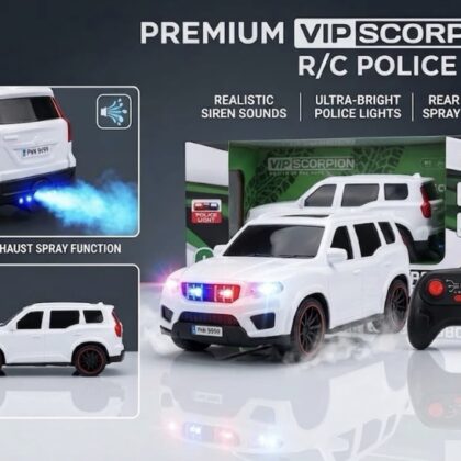 Scorpio-N remote control car (White)- Smoke, music, police siren, Rechargable